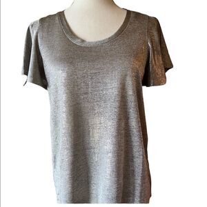 𝅺CATHERINE Malandrino blouse short flutter sleeves metallic finish size M